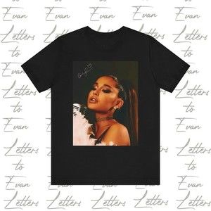 Ariana Grande With Feather Boa And Signature Tee Shirt, Gift For Grande Lovers